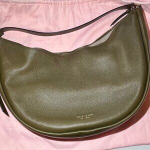 Kate Spade Large "Smile" Hobo Olive Pebbled Leather Shoulder Bag + KS Dust Bag